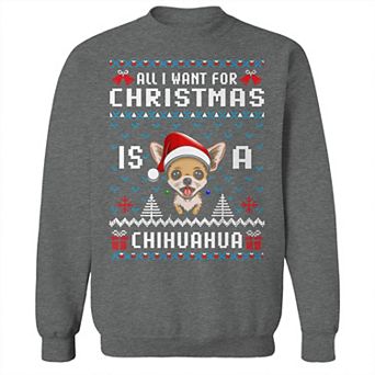 Men's Ugly Christmas Sweater Chihuahua Graphic Sweatshirt