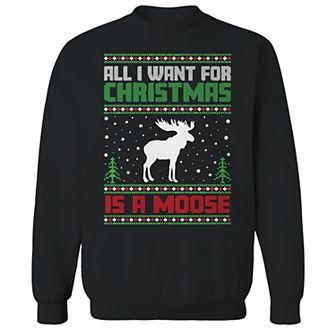 Men's Ugly Christmas Sweater Moose Graphic Sweatshirt