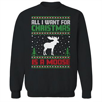 Men's Ugly Christmas Sweater Moose Graphic Sweatshirt