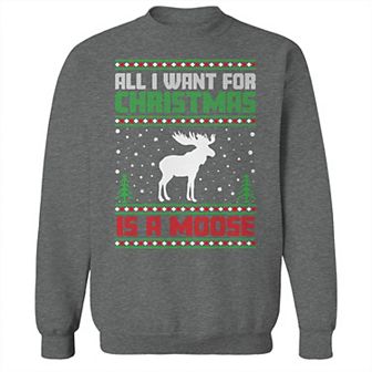 Men's Ugly Christmas Sweater Moose Graphic Sweatshirt