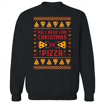 Men's Ugly Christmas Sweater Pizza Graphic Sweatshirt