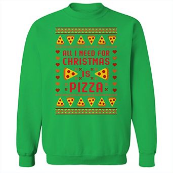 Men's Ugly Christmas Sweater Pizza Graphic Sweatshirt