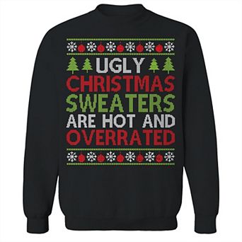 Men's Ugly Christmas Sweaters Overrated Graphic Sweatshirt