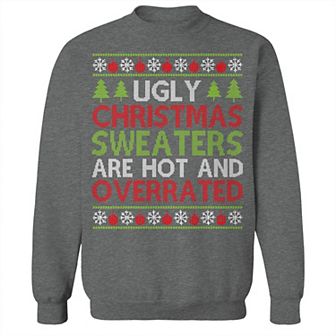 Men's Ugly Christmas Sweaters Overrated Graphic Sweatshirt