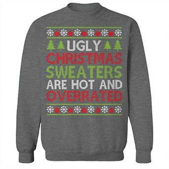Men's Ugly Christmas Sweaters Overrated Graphic Sweatshirt