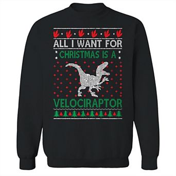 Men's Christmas Velociraptor Sweater Graphic Sweatshirt