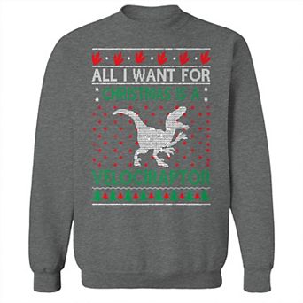 Men's Christmas Velociraptor Sweater Graphic Sweatshirt