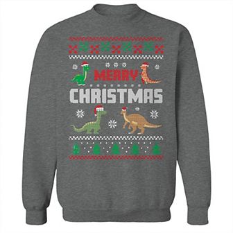 Men's Dinosaur Merry Christmas Sweater Graphic Sweatshirt