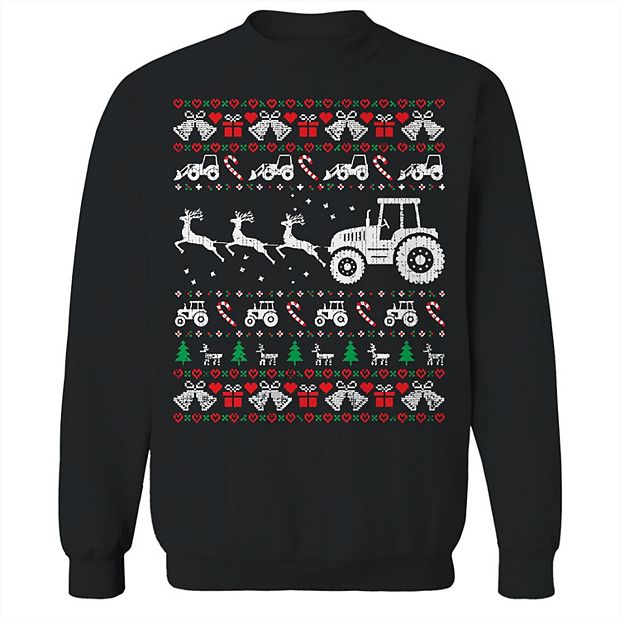 Men s Tractor Christmas Sweater Graphic Sweatshirt