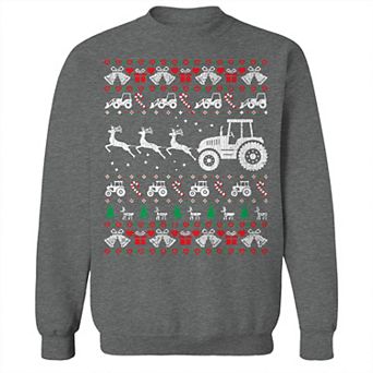 Men's Tractor Christmas Sweater Graphic Sweatshirt