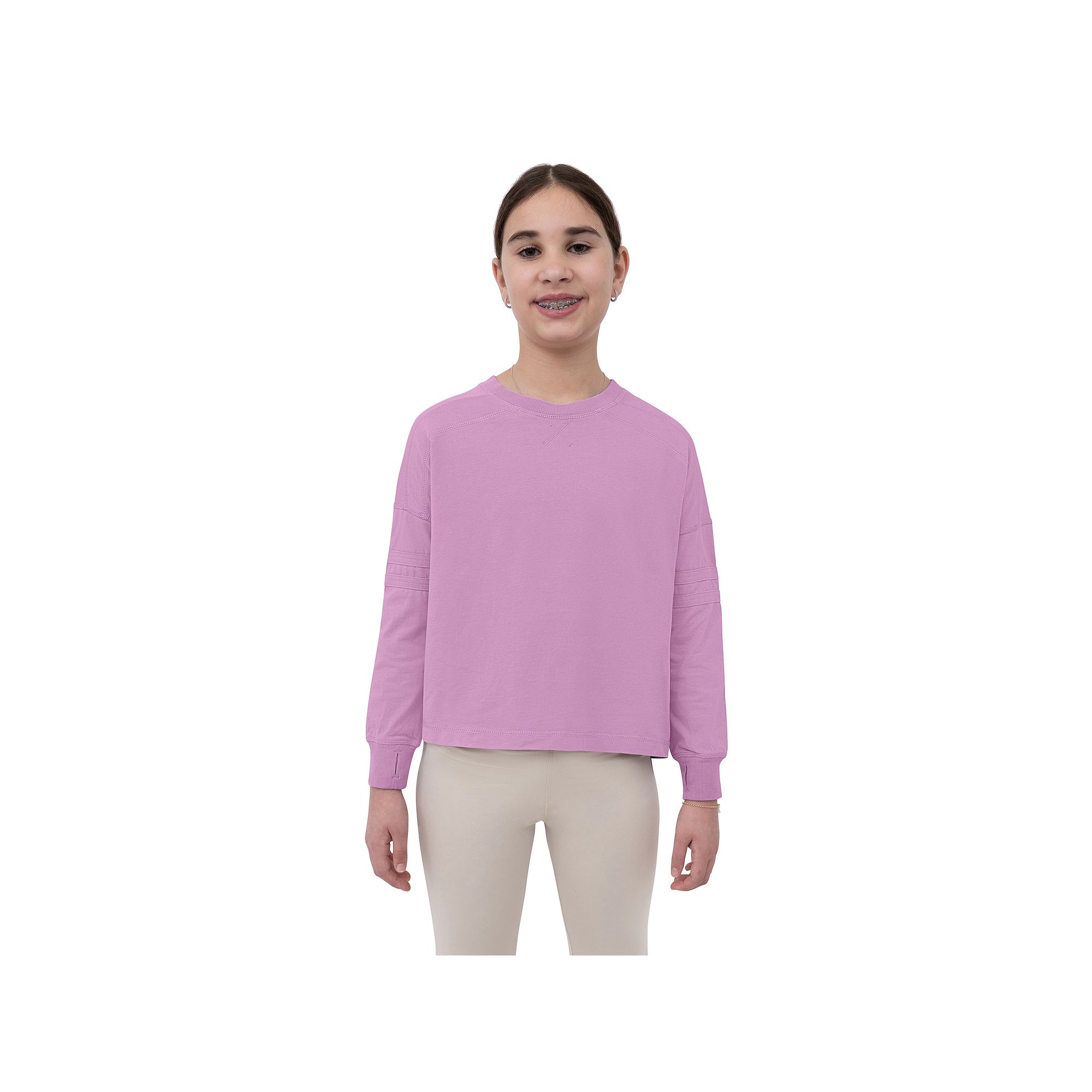 Girls 7-16 Layer 8 Oversized Long Sleeve Crewneck Top, Girls, Size: Small,