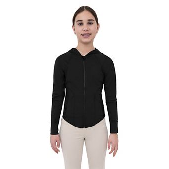 Girls 7-16 Layer 8 Side Pleated Zip Up Hoodie