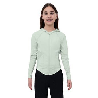 Girls 7-16 Layer 8 Side Pleated Zip Up Hoodie