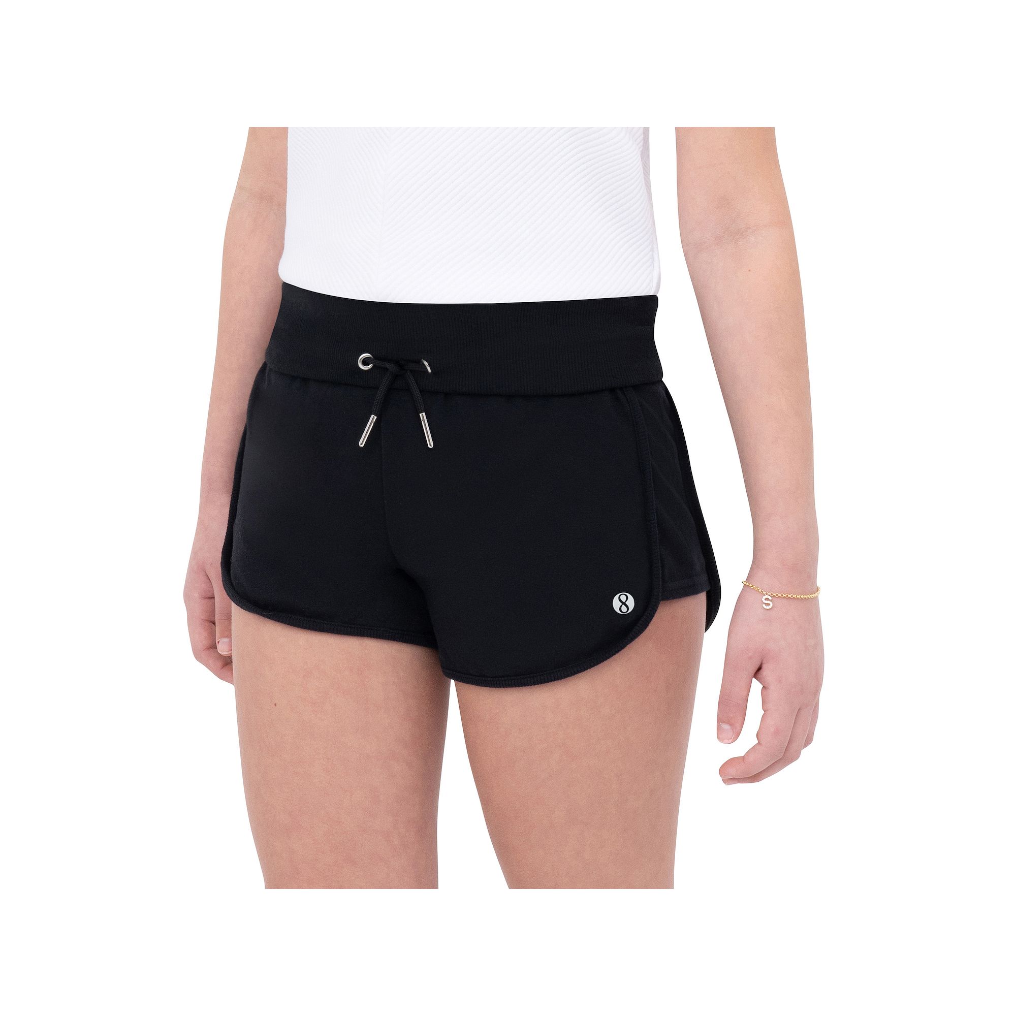 Girls 7-16 Layer 8 Wide Ribbed Waistband Shorts, Girls, Size: Small, Black