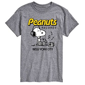 Men's Peanuts Records Snoopy Headphones Graphic Tee
