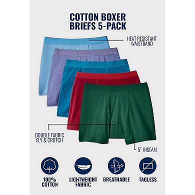 KingSize Men's Big & Tall Cotton Boxer Briefs 5-Pack
