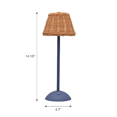Draper James Natural Rattan Cordless Touch Table Lamp