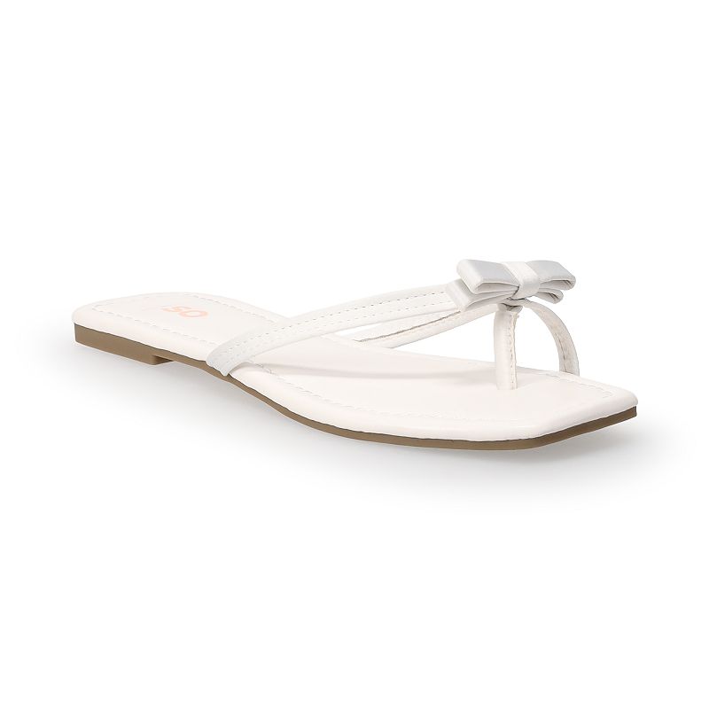SO® Taleah Bow Women's Thong Sandals, Size: 10, White