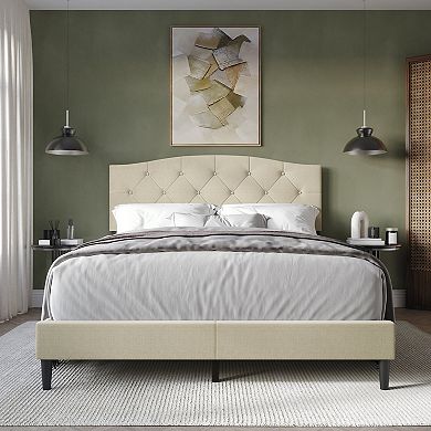 Minimalist Linen Platform Bed
