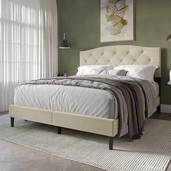 Minimalist Linen Platform Bed