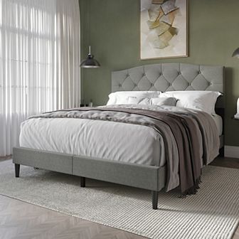 Minimalist Linen Platform Bed