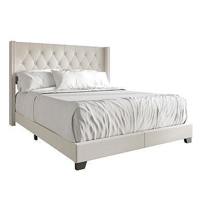 Glamorous Upholstered Wingback Bed