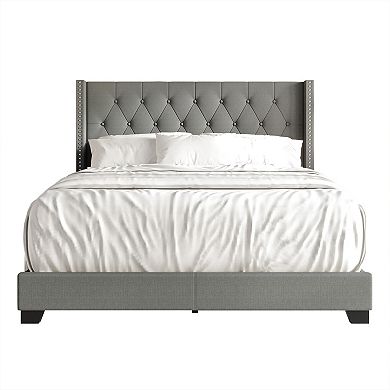 Glamorous Upholstered Wingback Bed