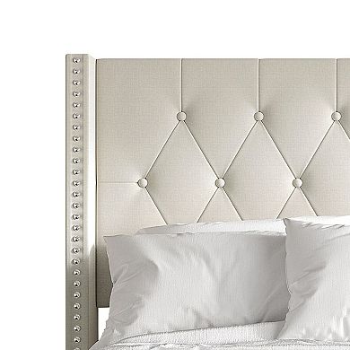 Glamorous Upholstered Wingback Bed