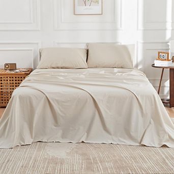 Doz 100% Long Staple Cotton Sheet Set, Classic Percale, Hotel Cool Crisp, Breathable, Durable
