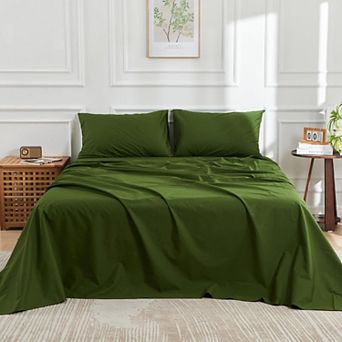 Doz 100% Long Staple Cotton Sheet Set, Classic Percale, Hotel Cool Crisp, Breathable, Durable