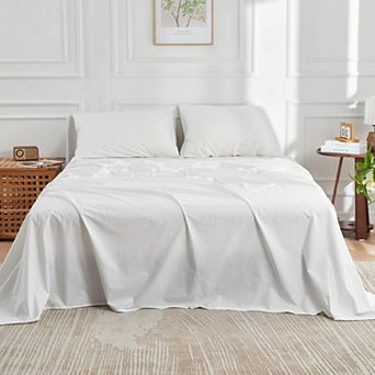 Doz 100% Long Staple Cotton Sheet Set, Classic Percale, Hotel Cool Crisp, Breathable, Durable