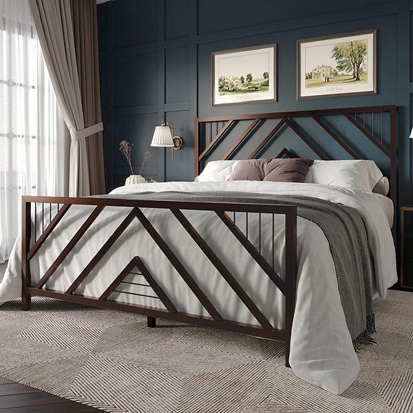 Simple Metal Platform Bed - Brown (FULL)