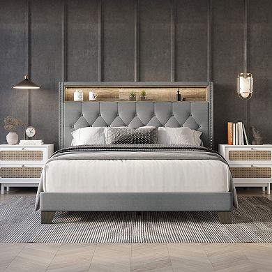 Classic Linen Bookcase Bed