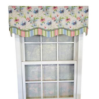 Flowers Bloom Glory 100% Cotton Floral Design With Gimp Trim Lining Spot Clean Valance