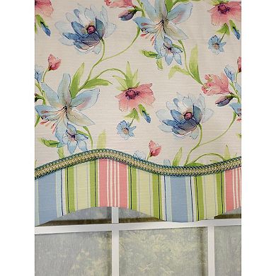 Flowers Bloom Glory 100% Cotton Floral Design With Gimp Trim Lining Spot Clean Valance