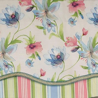 Flowers Bloom Glory 100% Cotton Floral Design With Gimp Trim Lining Spot Clean Valance