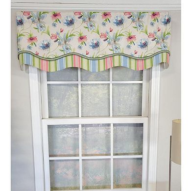 Flowers Bloom Glory 100% Cotton Floral Design With Gimp Trim Lining Spot Clean Valance