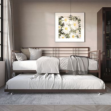 Modern Twin Size Metal Daybed With Trundle