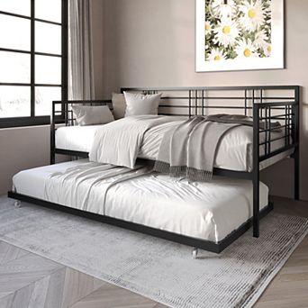 Modern Twin Size Metal Daybed With Trundle