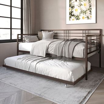 Modern Twin Size Metal Daybed With Trundle