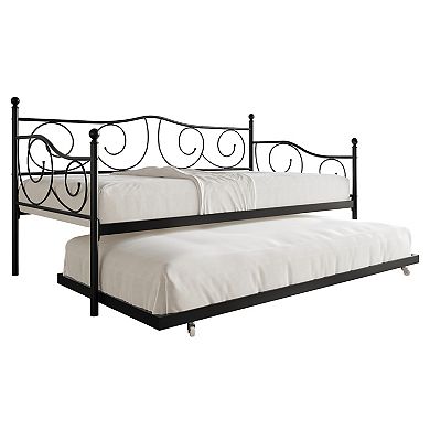 Minimalist Twin Size Metal Daybed With Trundle