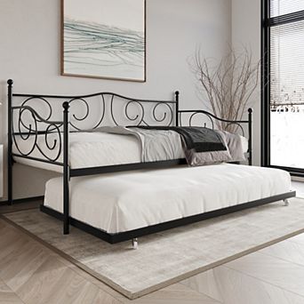 Minimalist Twin Size Metal Daybed With Trundle