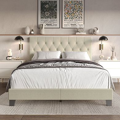 Modern Linen Upholstered Bed