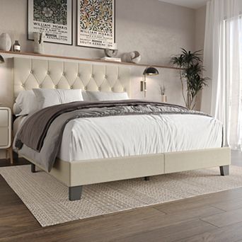 Modern Linen Upholstered Bed