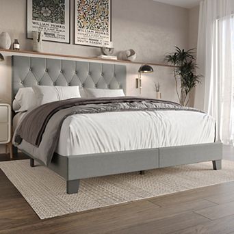 Modern Linen Upholstered Bed