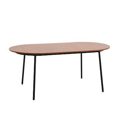Leisuremod Tule 7-piece Dining Set In Steel With 6 Upholstered Seat Chairs And 71" Oval Table