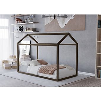 Classic Twin Size Wooden Canopy Bed