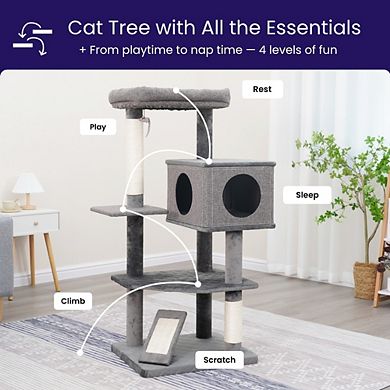 Catry Minimalistic Contemporary Cat Tree - 49", 5 Level, Large, Yara