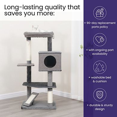 Catry Minimalistic Contemporary Cat Tree - 49", 5 Level, Large, Yara