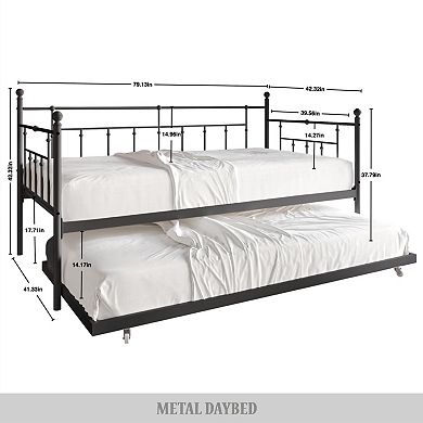 Simple Twin Size Metal Daybed With Trundle